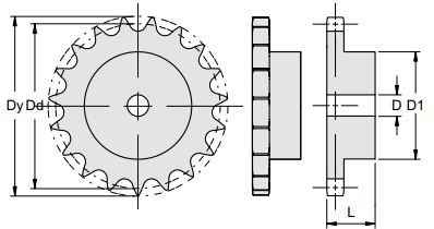Kedjehjul med nav för kedja 06B-1 - stål