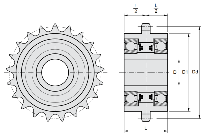 Spärrhjul typ J Europeiskt standard duplex